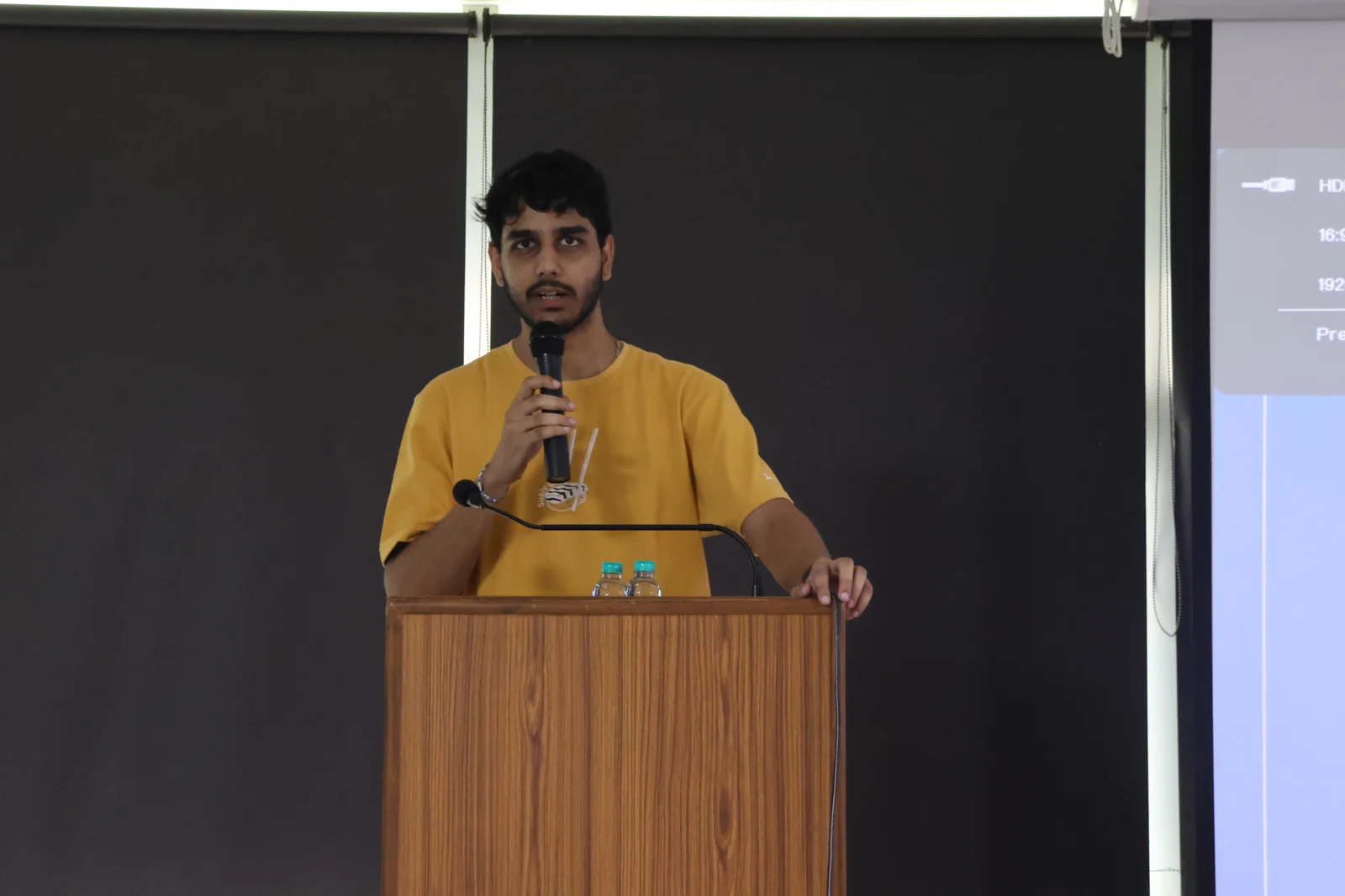 Anirudh speaking at a technical session at IIIT Lucknow